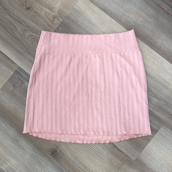 Aerie OFFLINE Pink Ribbed OG Groove Mini Skirt Size Large - Picture 1 of 7